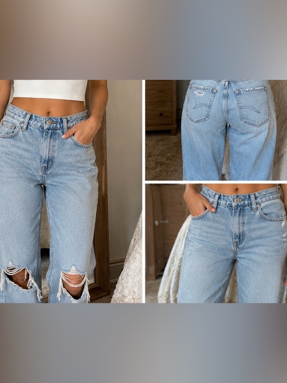 American Eagle Outfitters Light Blue Distressed Strigid Jeans
